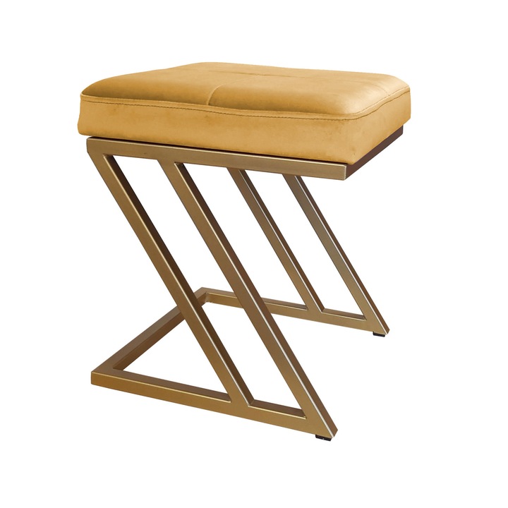 Atos ZETA LOFT табуретка, кадифе, злато, 37x37x42см