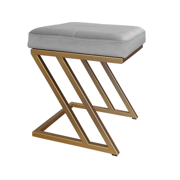 Atos ZETA LOFT zsámoly, szürke, 37x37x42cm, arany alap