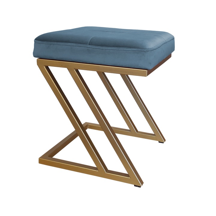 ZETA LOFT zsámoly, Atos, arany keret, bársony anyag, 37x37x42cm