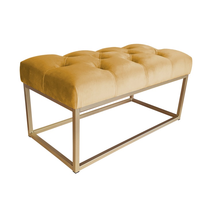 Пейка Atos CHESTERFIELD LOFT, 80x40x41 см, метал/кадифе, златиста