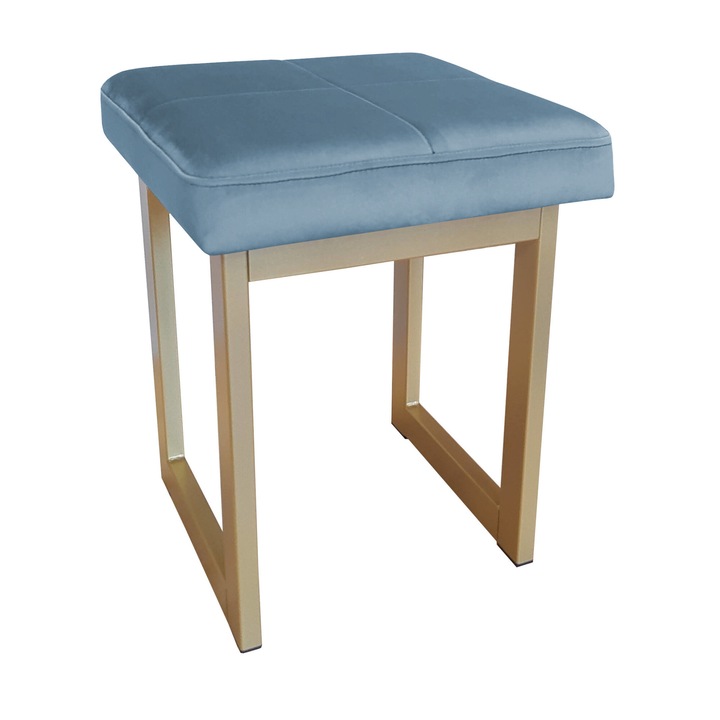 Atos szék, 45cm, arany alap, Bársony kárpitozás, kék