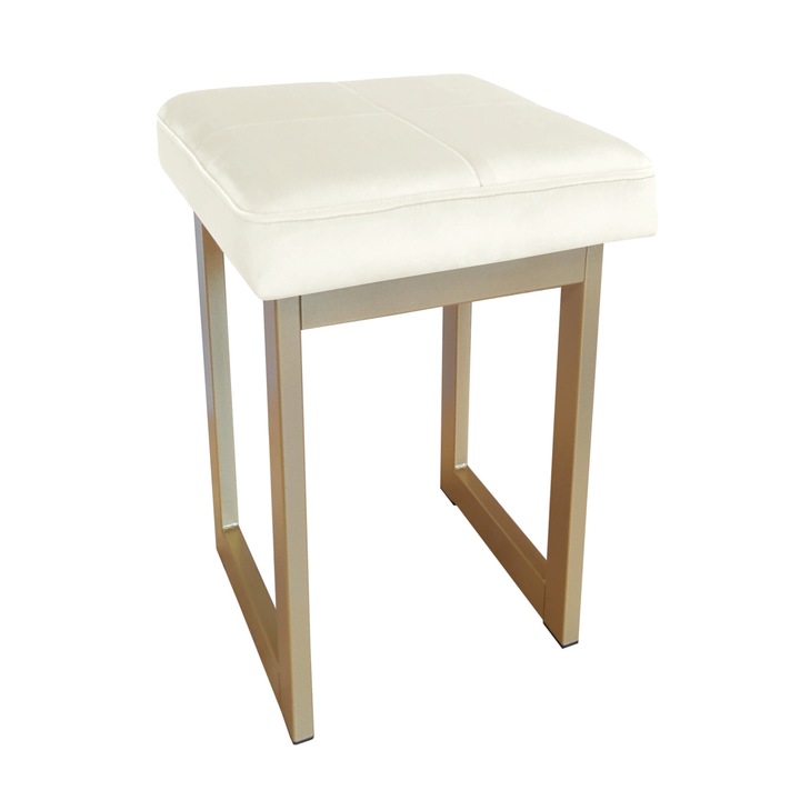 Табуретка Atos, 60см, златиста основа, тапицерия Velvet, кремава