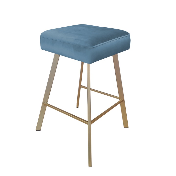 Bárszék, Atos, Max modell, MAGIC VELVET anyag, kék szín, méretek 43x36x70cm