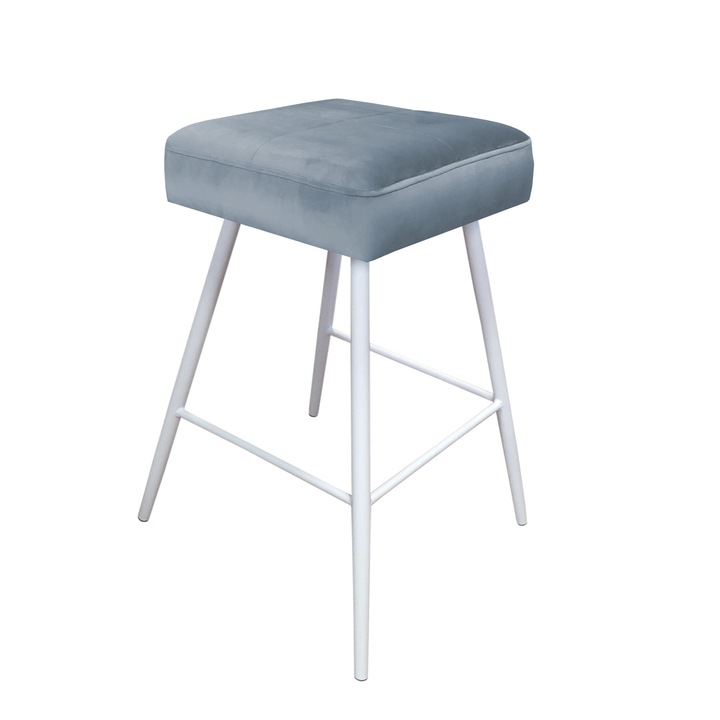 Бар стол, Atos, модел MAX, сив/син, 70x43см