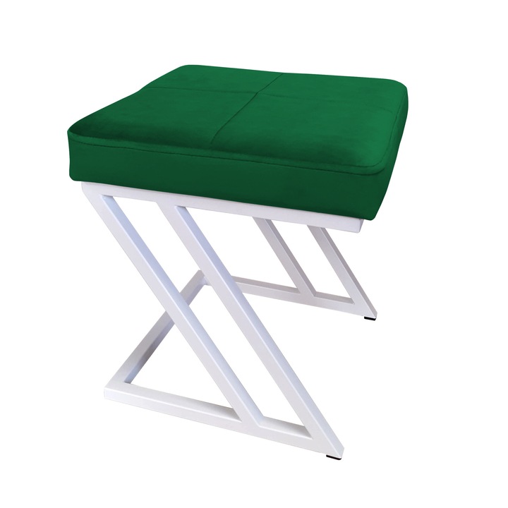 Atos ZETA LOFT табуретка, зелена, 37x37x42см, бяла основа