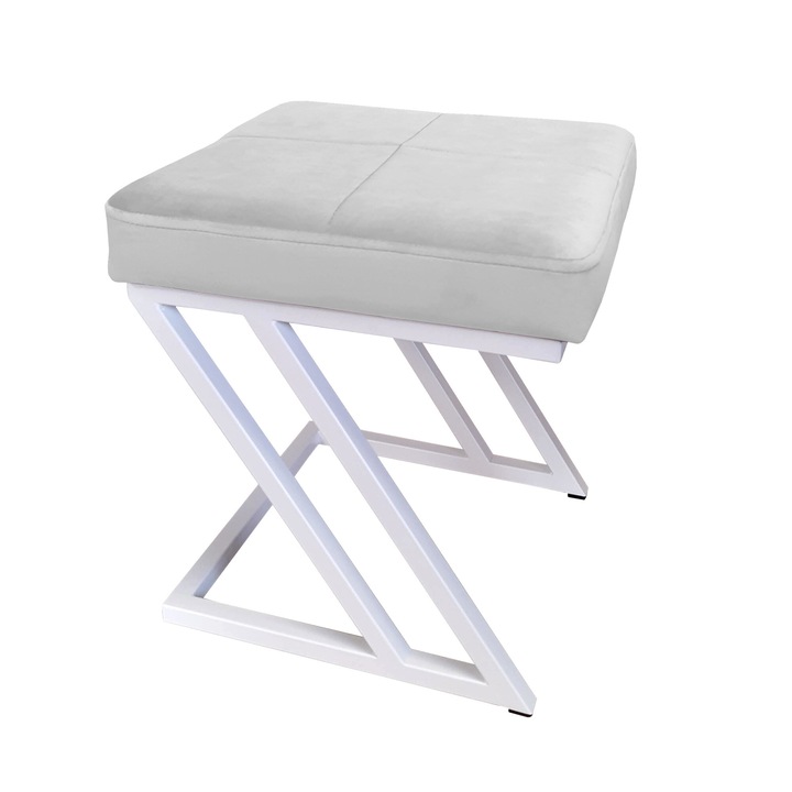 Atos ZETA LOFT zsámoly, fehér, 37x37x42cm, bársony anyagú, modern design