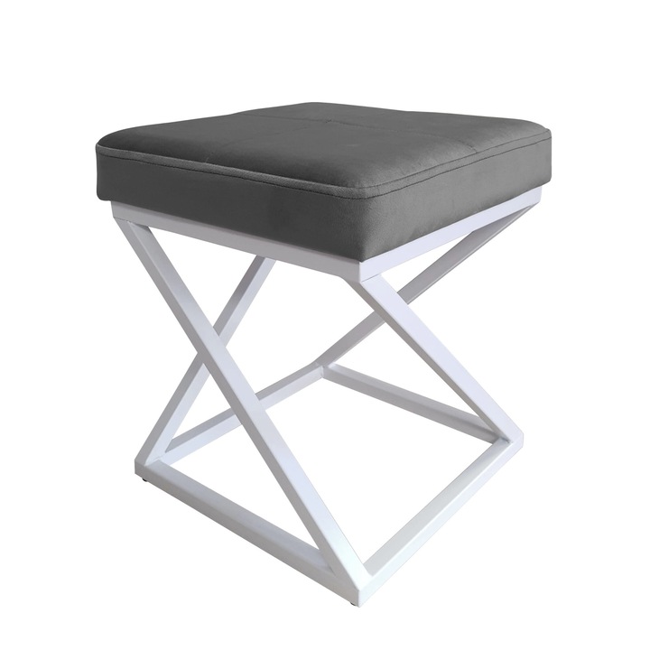 Табуретка Atos ZOA LOFT, сива, 37x37x42см, модерен дизайн, материал кадифе