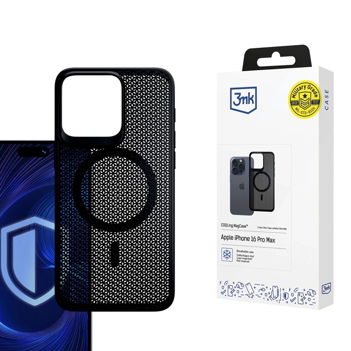 Husa, 3mk COOLing MagCase pentru iPhone 16 Pro Max, Negru