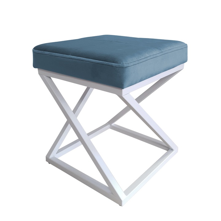 Zoa Loft zsámoly, Atos, bársony, kék, 37x37x42cm