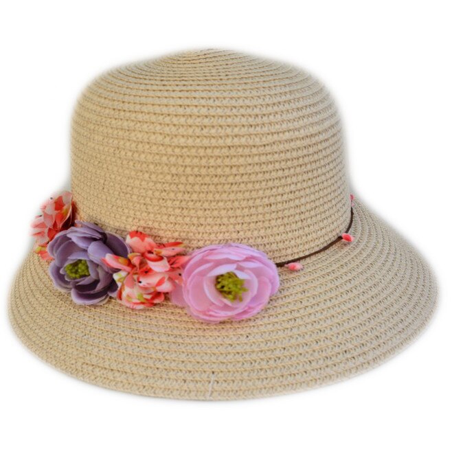 Palarie de vara, D&J Exclusive, universala, bej cu flori