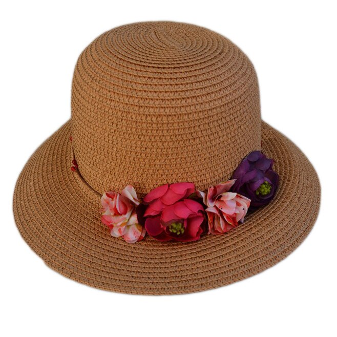 Palarie de vara, D&J Exclusive, universala, maro cu flori