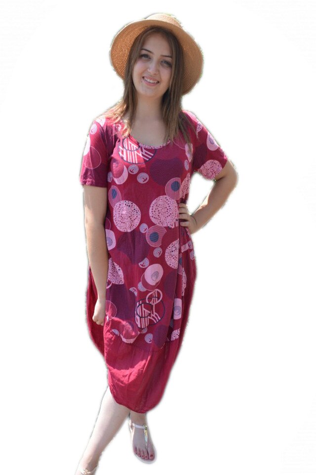 Rochie comoda cu maneca scurta , D&J Exclusive, Visiniu