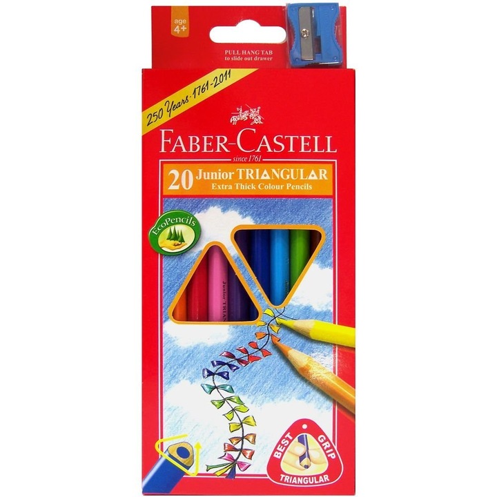 Creion Color Faber-Castell Junior Grip 20 culori + ascutitoare