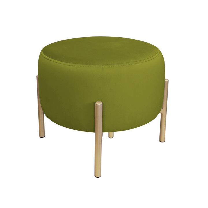 Пуф, Atos, OLA LOFT, Кадифе/метал, маслиненозелен, 40x40x38 см,