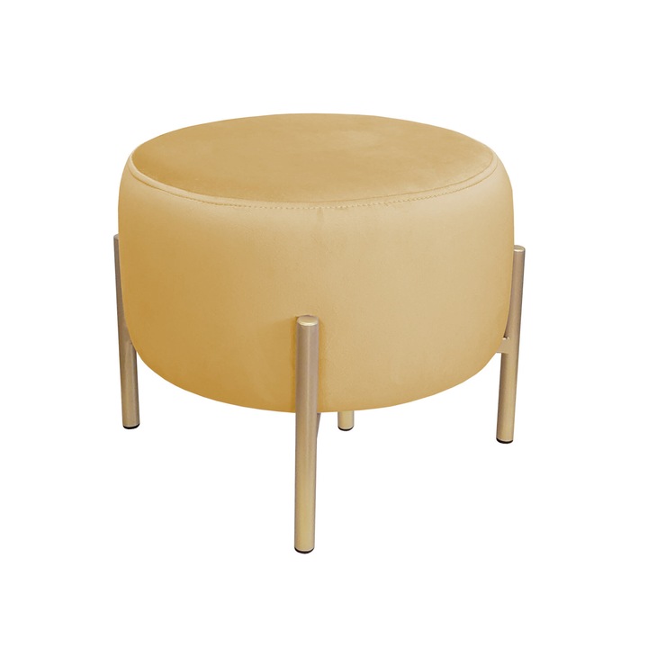 Пуф Atos OLA LOFT, модерен дизайн, златен металик, 40x40x38см