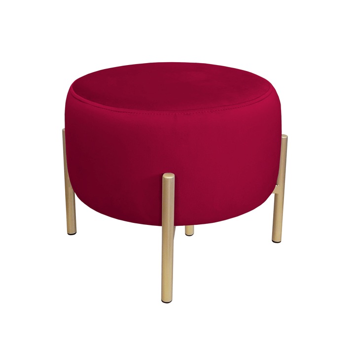 OLA LOFT zsámoly, Atos, piros, 40x40x38cm, modern design, arany fém keret