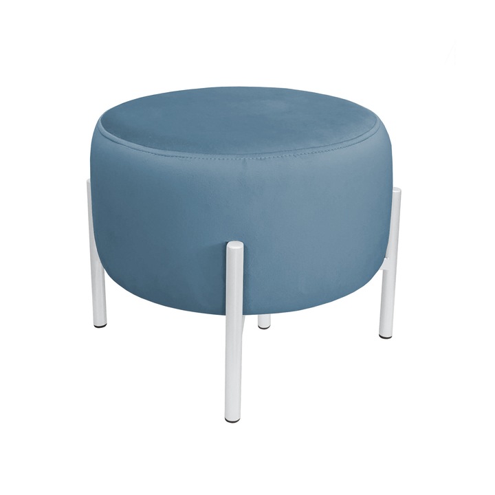 Табуретка OLA LOFT, Atos, модерен дизайн, бял и син цвят, размери 40x40x38см