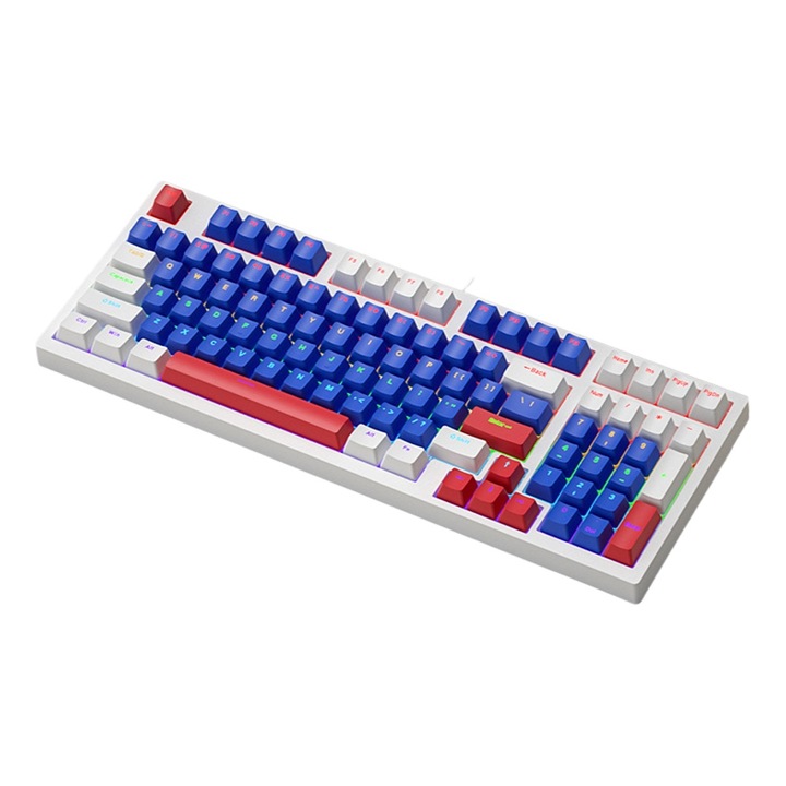 Механична RGB клавиатура Zeaicos K98, компактна, кабелна и безжична свързаност, 48x12x8см, пълен комплект