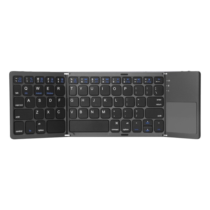 Сгъваема Bluetooth клавиатура Zeaicos, ултратънък дизайн, сива, 3005x97.95x8mm, съвместимост с три системи