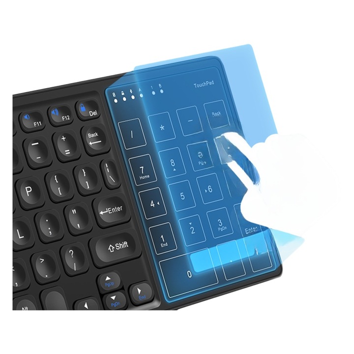 Безжична Bluetooth клавиатура Zeaicos, триканален дизайн, лека, 326.2x118x11 мм, двойна съвместимост