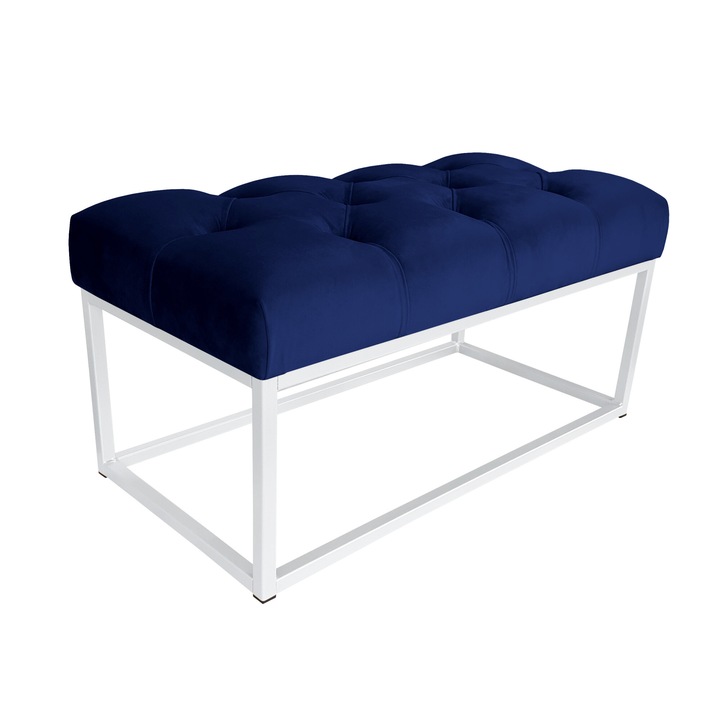 Banca Atos CHESTERFIELD LOFT, granat, 80x40x41cm, material Velvet, baza alba