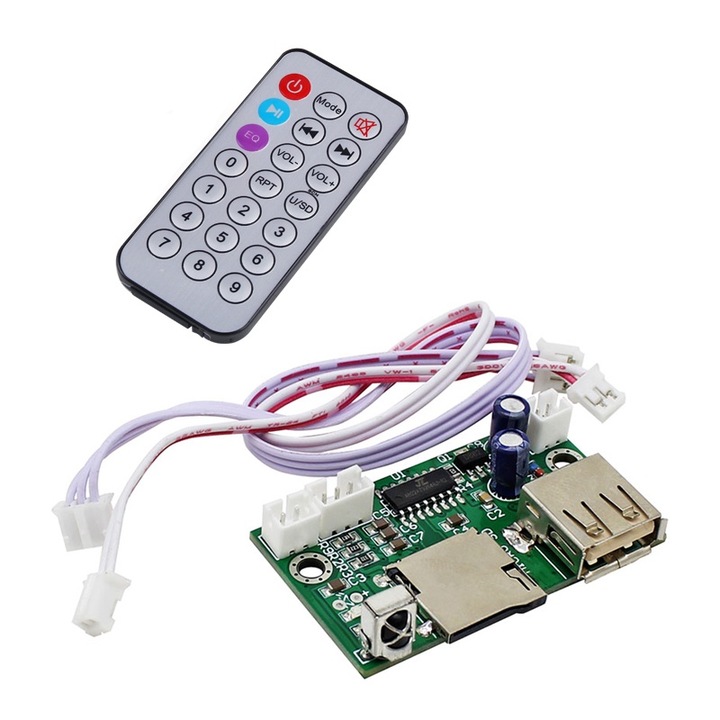 Mini Hi-Fi MP3/WAV dekóder kompatibilis TF kártyával és USB-vel a veszteségmentes hanglejátszáshoz, DC 6-12V