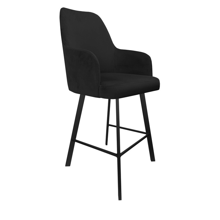 Бар стол Atos, черен, 108x51x58см, материал кадифе