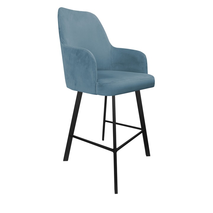 Atos bárszék, kék, 108x51x58cm, bársony anyagú