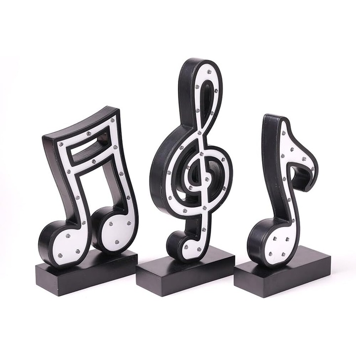 Lampa de birou SEINHIJO, 3 piese, forma note muzicale, LED, negru/alb, 13x5x29cm