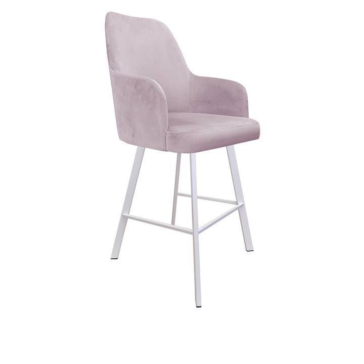 Стол Atos, бял профил, материал MAGIC VELVET, розов, 108x51x58см