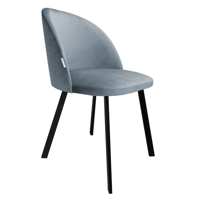 Atos Colin forgószék, szürke-kék bársony kárpitozás, fekete fém talp, mérete 80x57x49cm