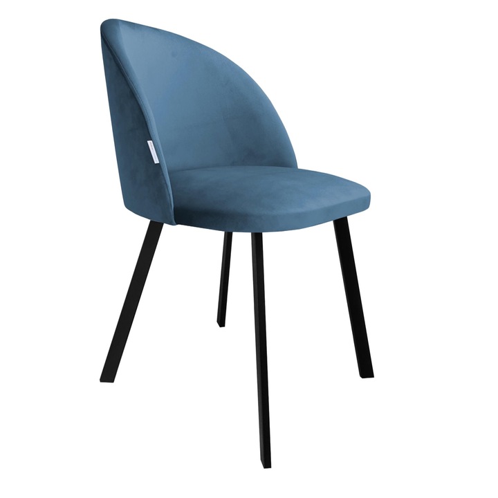 Atos Colin irodai szék, kék bársony kárpitozás, fekete fém talp, magassága 80cm