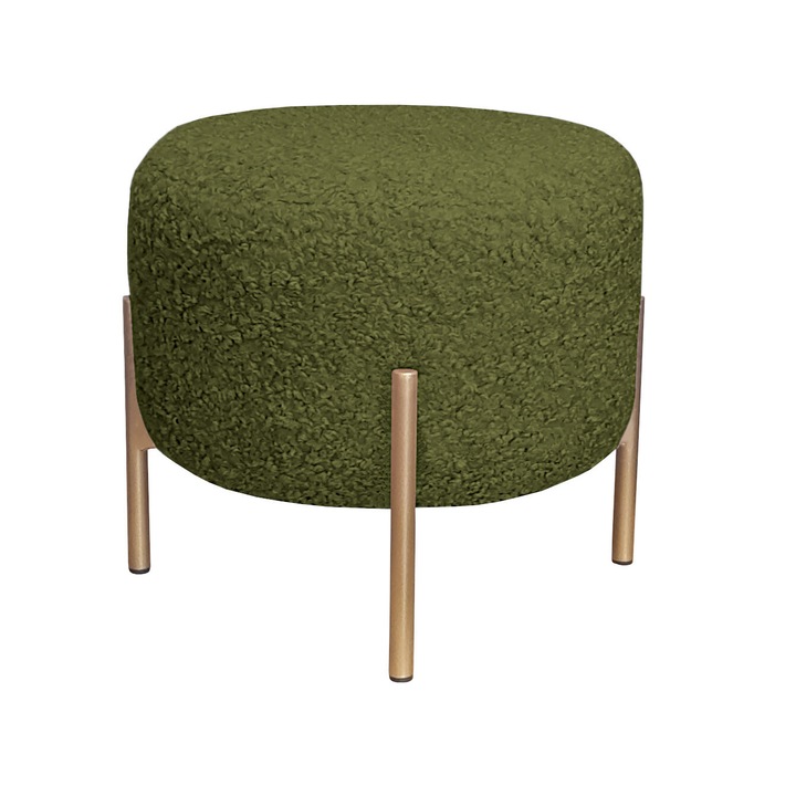 Табуретка Atos, полиестер, зелено/златно, 40 x 40 x 38 см