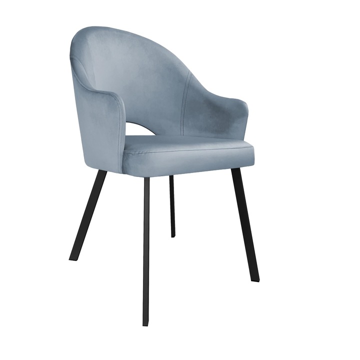 Atos irodai szék, bársony anyagú, szürke-kék színű, méretei 92x51x60cm