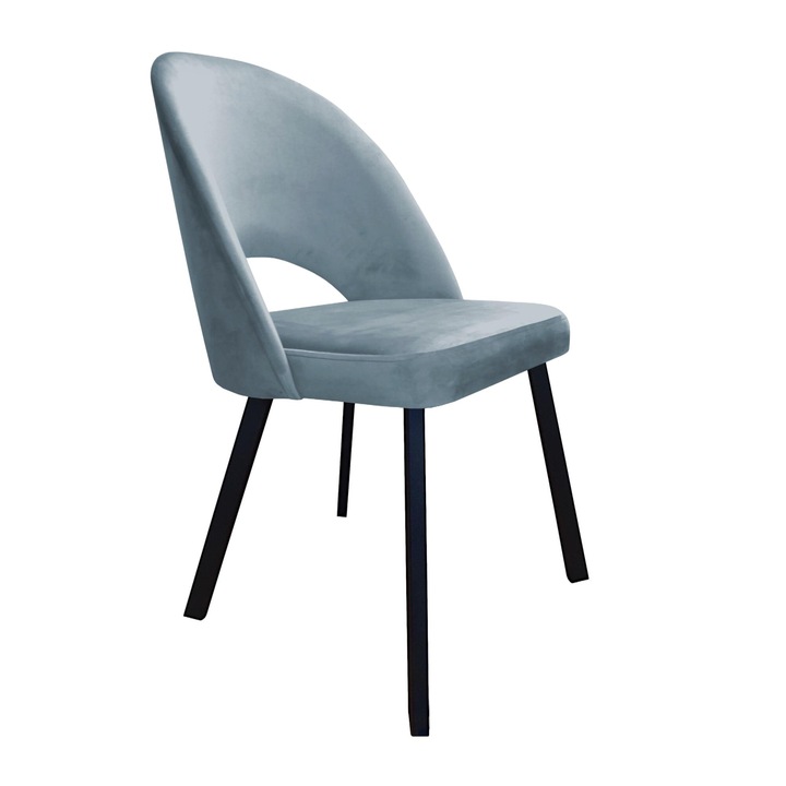 Atos Polo forgószék, szürke-kék bársony kárpitozás, fekete fém talp, méretei 93x53x64cm