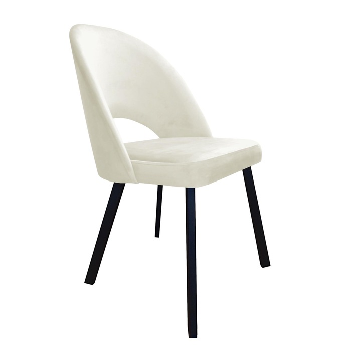 Стол Atos Polo, тапицерия кремаво кадифе, черна метална основа, размери 93x53x64см