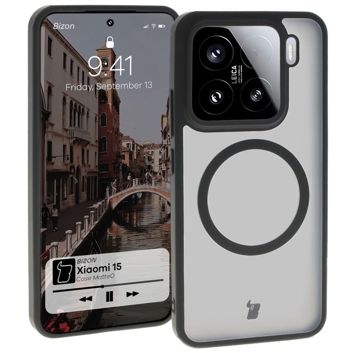Калъф, Bizon Case MatteO, Xiaomi 15, полупрозрачни с черна рамка