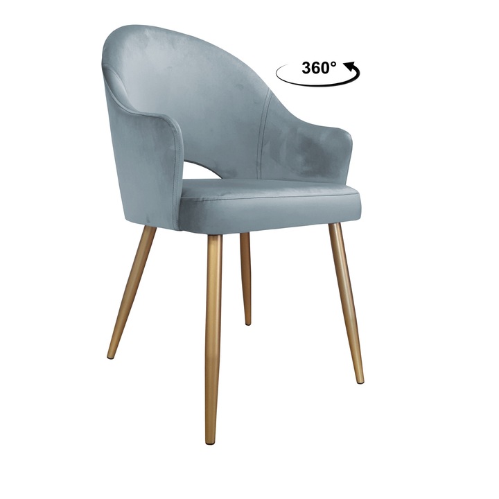 Atos forgószék, BL06 modell, bársony anyag, szürke-kék színű, méretek 92x51x60cm, szerelőkészlet mellékelve