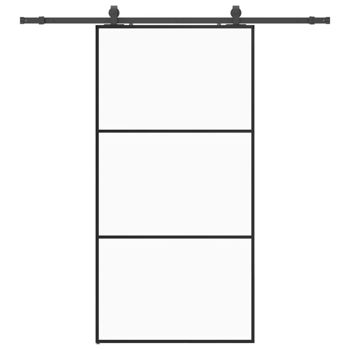 Плъзгаща се врата с механизъм vidaXL, Черна, 102x205 см, ESG стъкло, 33.09 Kg 3375843