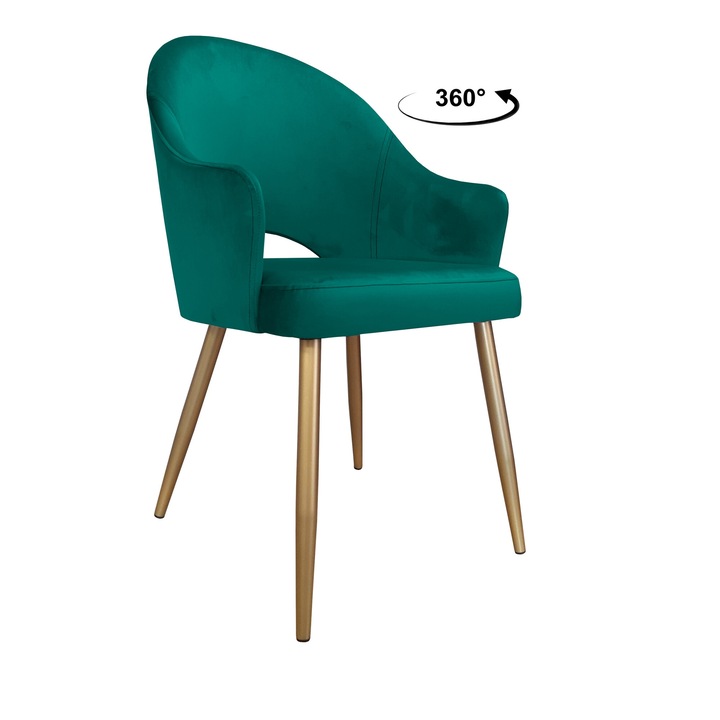 Atos MG20 forgószék, türkiz bársony, arany alap, 92x51cm