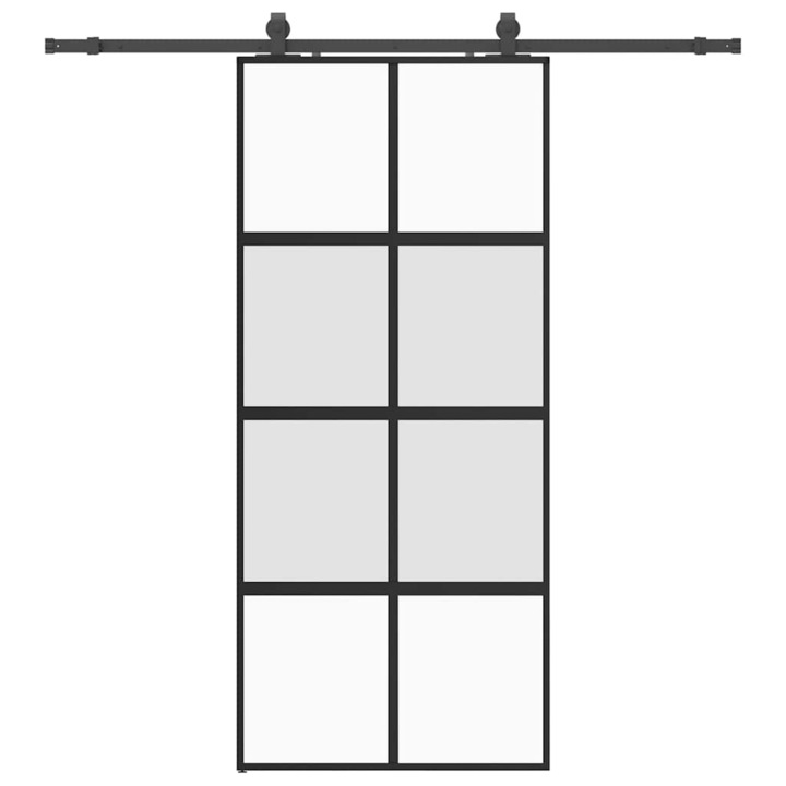Usa glisanta cu set feronerie vidaXL, neagra, 90x205cm, sticla securizata, 30.08 Kg 3375893