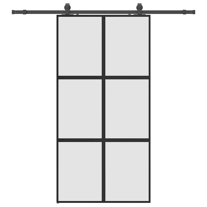 Плъзгаща се врата с комплект обков vidaXL, Черно, 102,5x205 см, 32.02 Kg 3375882
