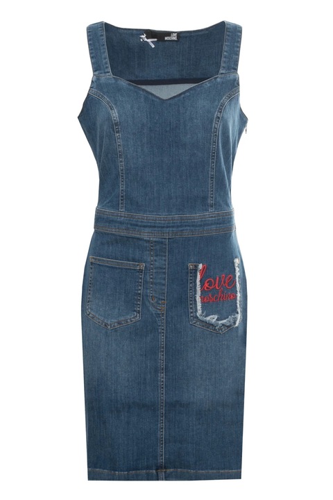 Rochie din denim Love Moschino WVJ9101, Farmer, S