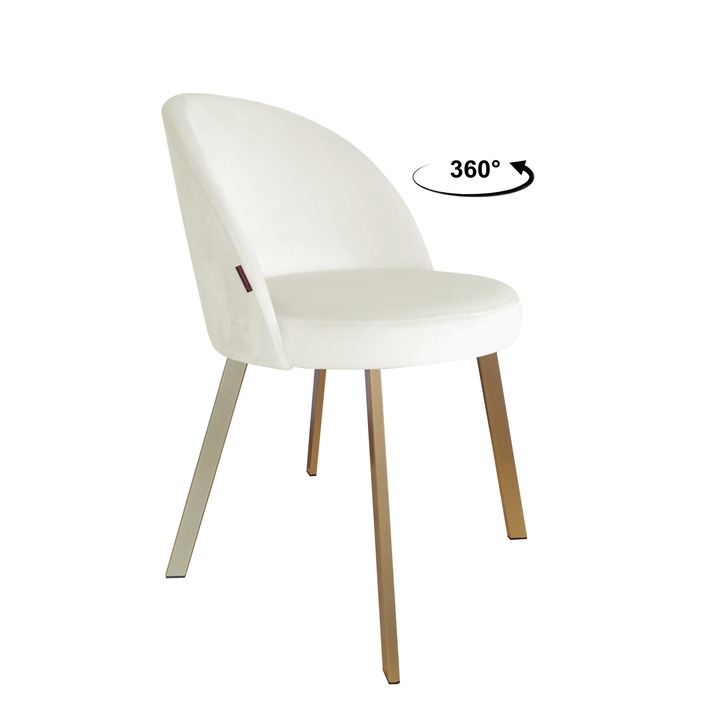 Стол, Въртящ се, Trix, Atos, златна метална основа, материал кадифе, кремав, 80x49x54см