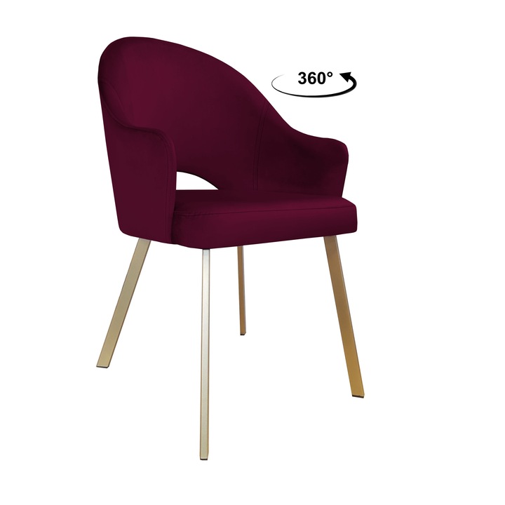 Стол, Въртящ се, Atos MG02, кадифе, златиста основа, 92x51см, 120кг