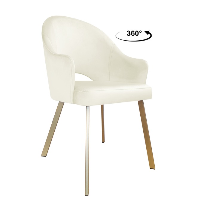 Стол, Въртящ се, Atos, модел MG50, материал Velvet, цвят крем, размери 92x51x43см