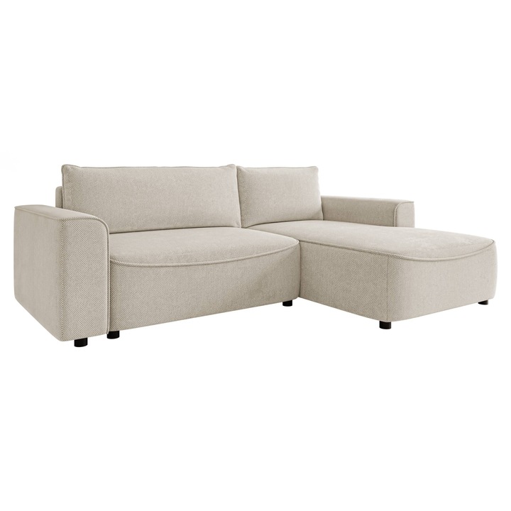 Coltar cu functie de dormit Urive Dreapta, MIRJAN24, crem, 175x255x93 cm