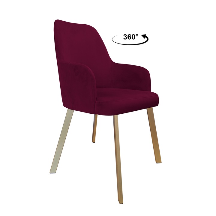 Стол Atos, тапицерия от кадифе, цвят бордо, размери 53x65x94см