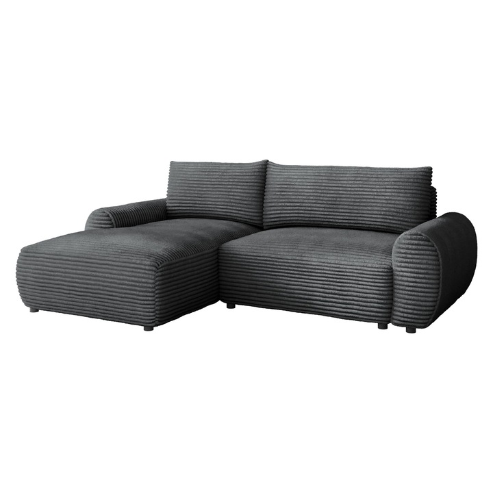 Coltar cu functie de dormit Ecenut Stanga, MIRJAN24, gri inchis, 177x267x93 cm