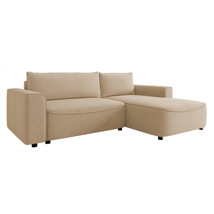 Coltar cu functie de dormit Urive Dreapta, MIRJAN24, bej, 175x255x93 cm